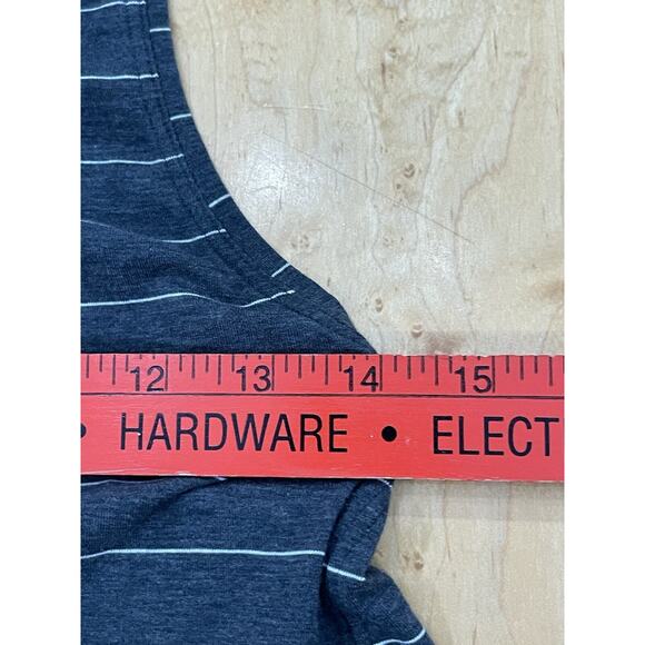 Lululemon Dark Gray & White Striped Love Tank, Pleated In Pima Cotton, Size 4/6 - Picture 6 of 7